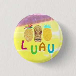Bóton Redondo 2.54cm Luau Tiki de Abacaxi de Verão