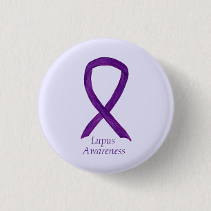Bóton Redondo 2.54cm Lupus Fita de Conscientização Roxa Personalizada P