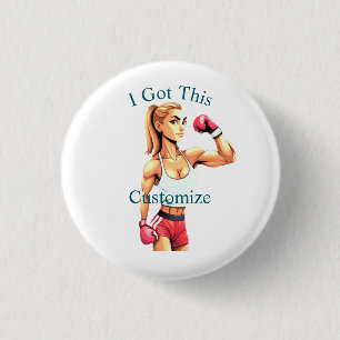 Bóton Redondo 2.54cm Lutadora Feminina em Forma Thunder_Cove