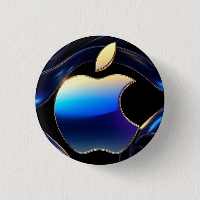 Bóton Redondo 2.54cm 🍎 Maçã Glam Liquid Gold Declaração ✨ (Frente)