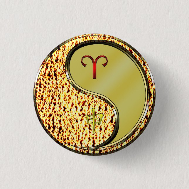 Bóton Redondo 2.54cm Macaco Aries e Metal (Frente)