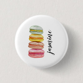 Bóton Redondo 2.54cm Macarons Franceses Aquarela Pintados à Mão