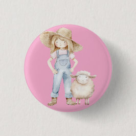 Bóton Redondo 2.54cm Mädchen mit Lamm