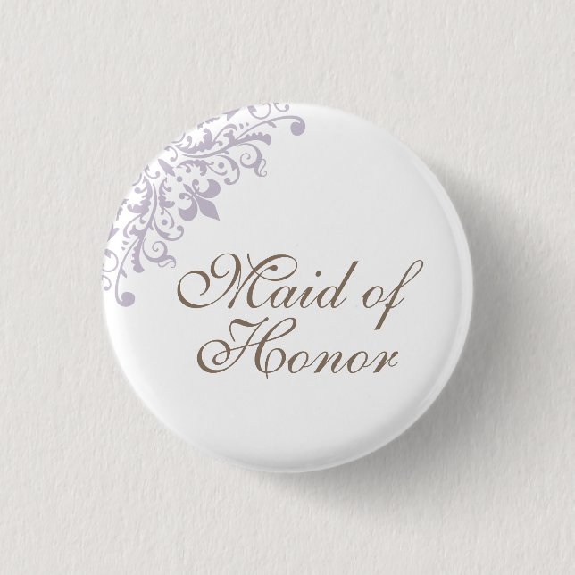 Bóton Redondo 2.54cm Madrinha de casamento de Script Roxo de Lis (Frente)