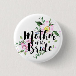 Bóton Redondo 2.54cm Mãe da Noiva Rosa Floral Aquarela Casamento