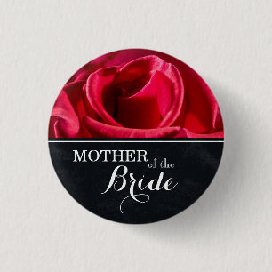 Bóton Redondo 2.54cm "Mãe da Noiva" Rosas vermelhas de Casamento