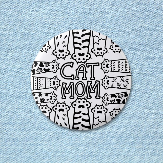 Bóton Redondo 2.54cm Mãe De Gato Divertido Para Apaixonados De Gato (Fun Cat Mom For Cat Lovers Button)