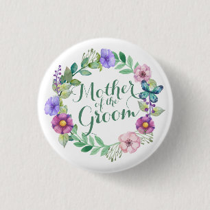 Bóton Redondo 2.54cm Mãe do Botão de Casamento Floral Elegante