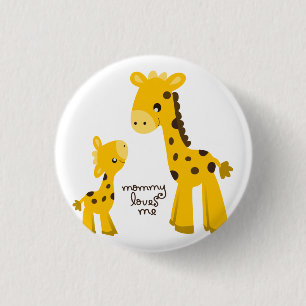Bóton Redondo 2.54cm Mãe e Bebê Girafa