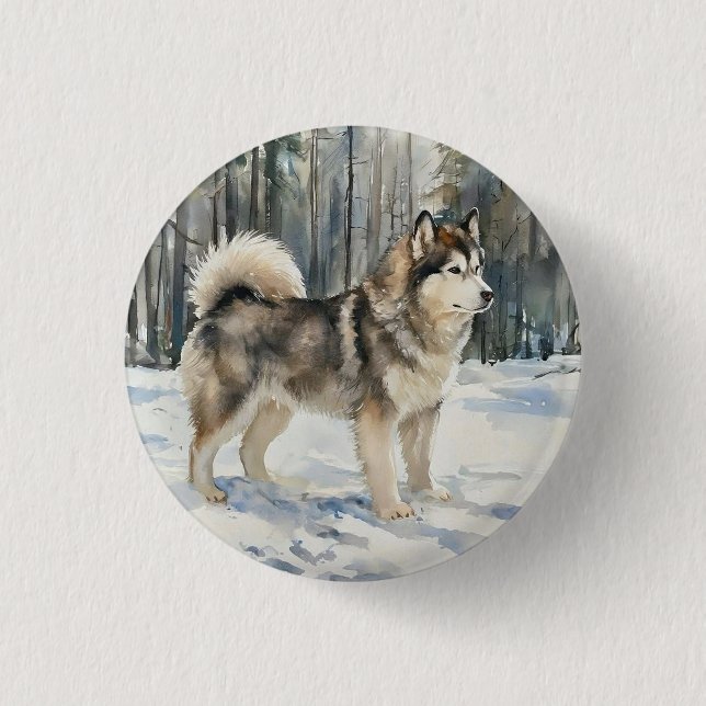 Bóton Redondo 2.54cm Malamute do Alasca (Frente)