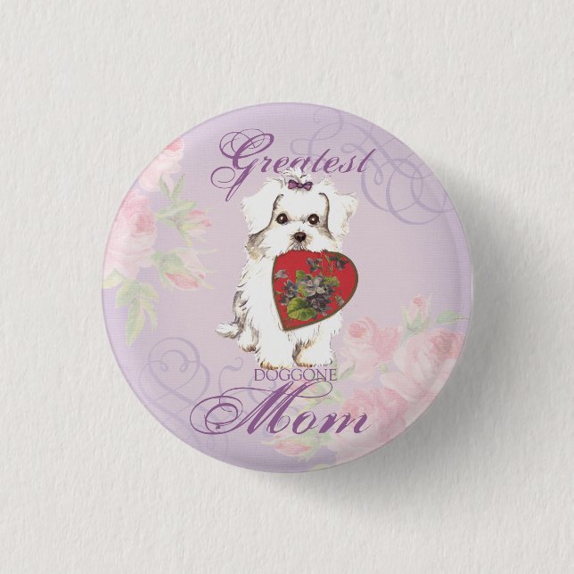 Bóton Redondo 2.54cm Maltês Heart Mãe (Frente)