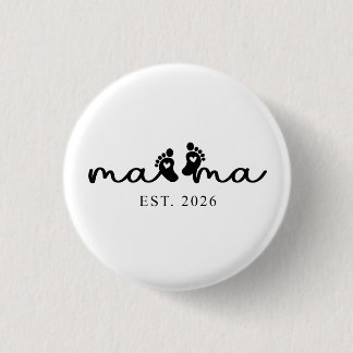 Bóton Redondo 2.54cm Mama 2026 | Botão de Revelação do Bebê