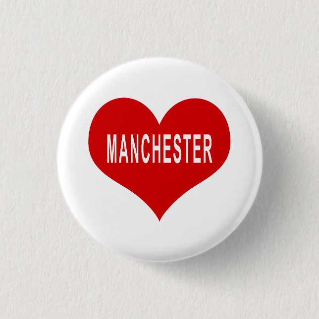 Bóton Redondo 2.54cm MANCHESTER Coração Vermelho Amor (Frente)