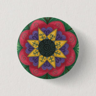 Bóton Redondo 2.54cm Mandala de jardim cultivado