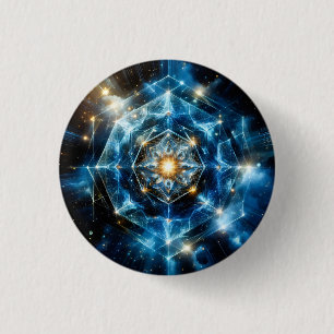 Bóton Redondo 2.54cm Mandala Estrela Universo Geométrico Cósmico Abstra