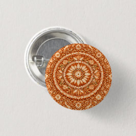 Bóton Redondo 2.54cm Mandala Floral de Terracota