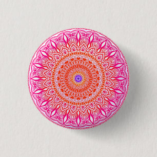 Bóton Redondo 2.54cm Mandala rosa púrpura