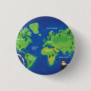 Bóton Redondo 2.54cm Mapa Mundial
