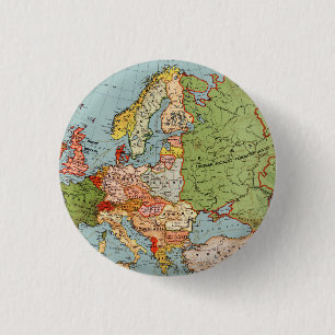 Bóton Redondo 2.54cm Mapa padrão do Bacon do 20 Century Vintage Europe