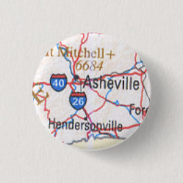 Bóton Redondo 2.54cm Mapa que mostra Asheville/botão de Hendersonville