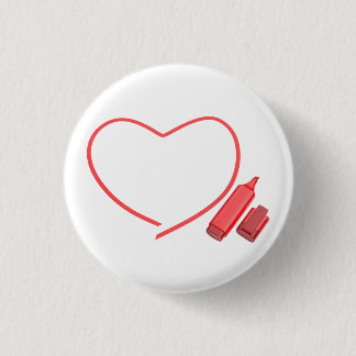 Bóton Redondo 2.54cm Marcador vermelho e coração vermelho