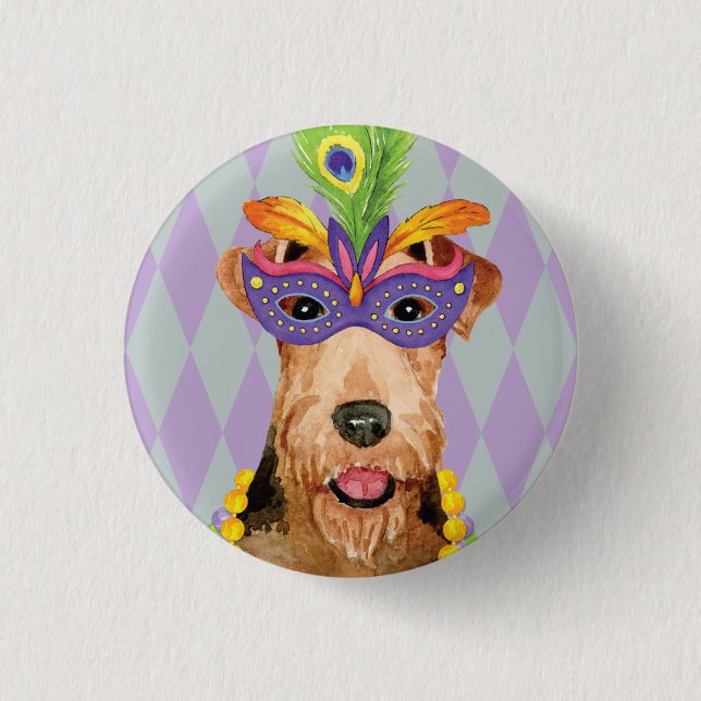 Bóton Redondo 2.54cm Mardi Gras Airedale (Frente)