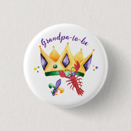 Bóton Redondo 2.54cm Mardi Gras King Crown Grandpa-to-be