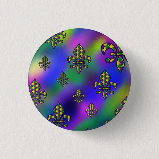 Bóton Redondo 2.54cm Mardi Gras Pattern (Frente)