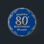 Bóton Redondo 2.54cm Marinho 80 Festa de aniversário azul e brilhante D<br><div class="desc">Botão Marinho Festa de aniversário 80 azul e Dourado Largura da Lista. Para mais personalização,  clique no botão "Personalizar" e use nossa ferramenta de design para modificar este modelo.</div>