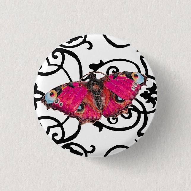 Bóton Redondo 2.54cm Mariposa ~ Button (Frente)