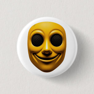 Bóton Redondo 2.54cm Máscara de sorriso amarela