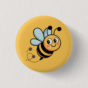 Bóton Redondo 2.54cm Mascote de Abelha Amigável para Crianças com Trilh