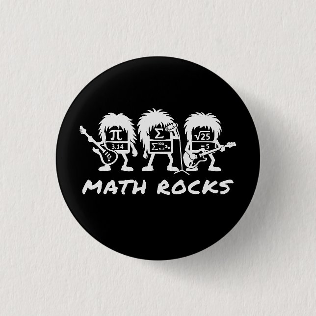 Bóton Redondo 2.54cm Matemática Rochas Humor de Banda de Rock Acadêmico (Frente)