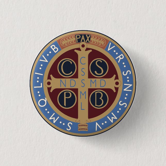 Bóton Redondo 2.54cm Medalha de São Bento (Frente)
