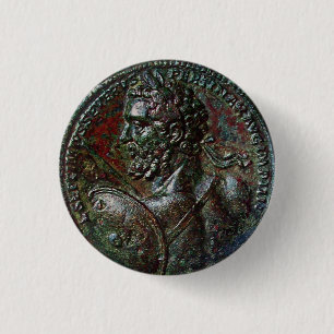 BÓTON REDONDO 2.54CM MEDALHÃO DE BRONZE ROMANO ANTIGO SEPTIMUS SEVERUS