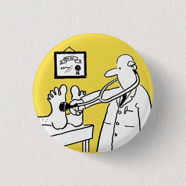 Bóton Redondo 2.54cm Médico com Stetoscope Verificando Pés (Frente)