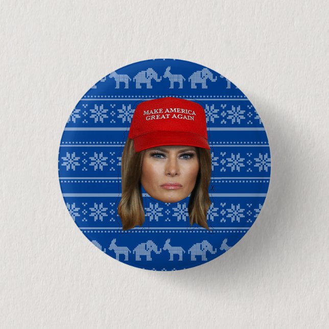 Bóton Redondo 2.54cm Melania Trump MAGA Natal (Frente)