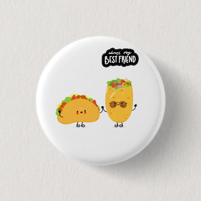Bóton Redondo 2.54cm Melhor Amigo Taco e Burrito (Frente)