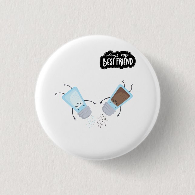 Bóton Redondo 2.54cm Melhores Amigos Cute Sal e Pimenta (Frente)