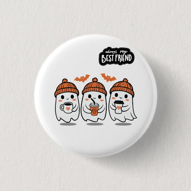 Bóton Redondo 2.54cm Melhores Amigos Fantasmas (Frente)