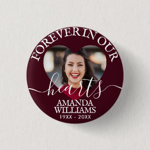 Bóton Redondo 2.54cm Memorial Personalizado de Foto do Coração