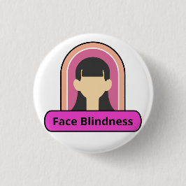 Bóton Redondo 2.54cm menina cegueira facial - rosa e branca