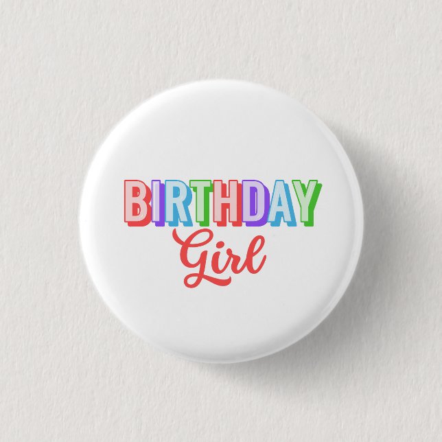 Bóton Redondo 2.54cm Menina de Aniversário  (Frente)