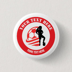 Bóton Redondo 2.54cm Menina de Futebol Personalizada Festa de Aniversár