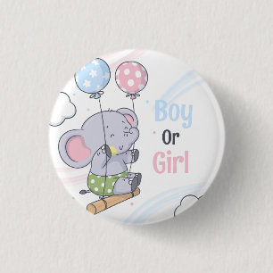 Bóton Redondo 2.54cm Menino ou Menina Elefante Fofo Revelação de Gênero