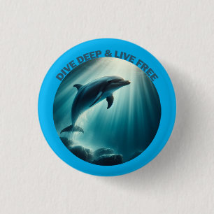 Bóton Redondo 2.54cm Mergulhe Dolphin Livre Ao Vivo