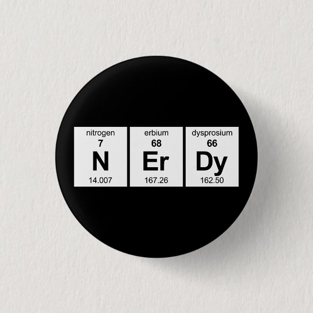 Bóton Redondo 2.54cm Mesa periódica NErDy (Frente)