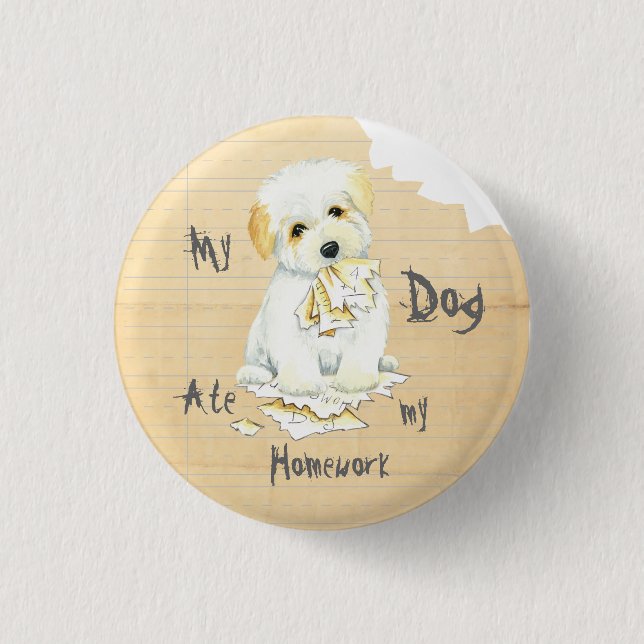 Bóton Redondo 2.54cm Meu Coton Comeu Minha Homework (Frente)