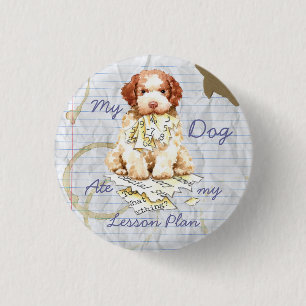 Bóton Redondo 2.54cm Meu Lagotto Comeu Meu Plano De Lição Botão Pinback