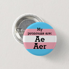 Bóton Redondo 2.54cm Meus pronomes são: Ae Aer - Bandeira Trans